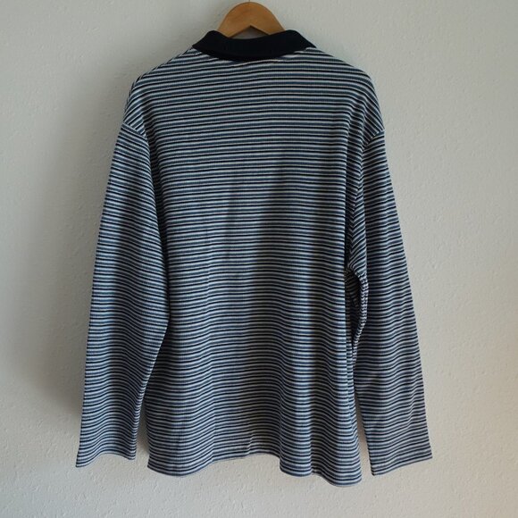 Ted Baker Polo Shirt Men's Size 2XL Ted Size 6 Blue Beer Textured Long Sleeve - Picture 5 of 9